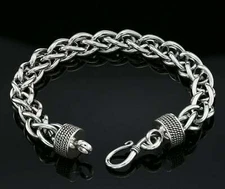 Sterling Silver Byzantine Chain Bracelet, Handmade, 8"