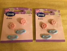 New 2 Packs Vintage 2002 Goody Girls Barrettes Flowers Hearts 4 Per Pack 