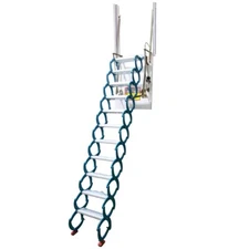 Blue Side-mounted Loft Wall Ladder Stairs Concealed Penthouse Retractable Foldin