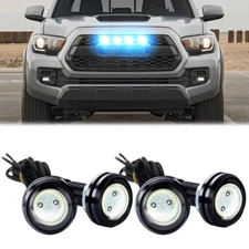 4x Universal Round Raptor Style LED Grille Lights Blue Bumper Fog Light