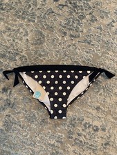 New BODEN Navy Polka Dot Side Tie Bikini Bottoms Sz 10 SC6001