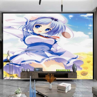 Blue Head Cartoon 3D Full Wall Mural Photo Wallpaper Printing Home Kids Decor