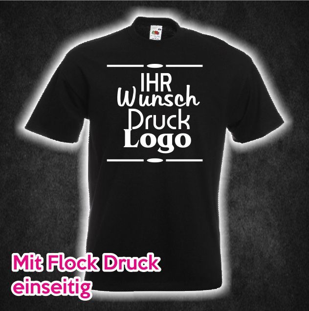 Firmen T-shirt schwarz 10 Stück Flock Druck Wunsch Aufdruck Gestaltung bedruckt Firmen T-shirt schwarz 10 Stück Flock Druck Wunsch Aufdruck Gestaltung bedruckt