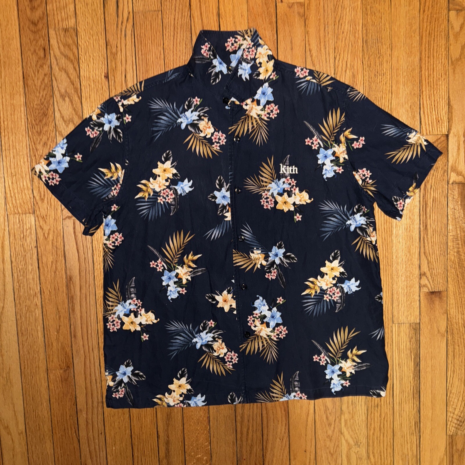 Kith Navy Floral Button-Up Short Sleeve Shirt
