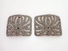 Pair Antique Victorian Edwardian Large Cut Steel Shoe Clips Buckles France