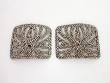 Pair Antique Victorian Edwardian Large Cut Steel Shoe Clips Buckles France