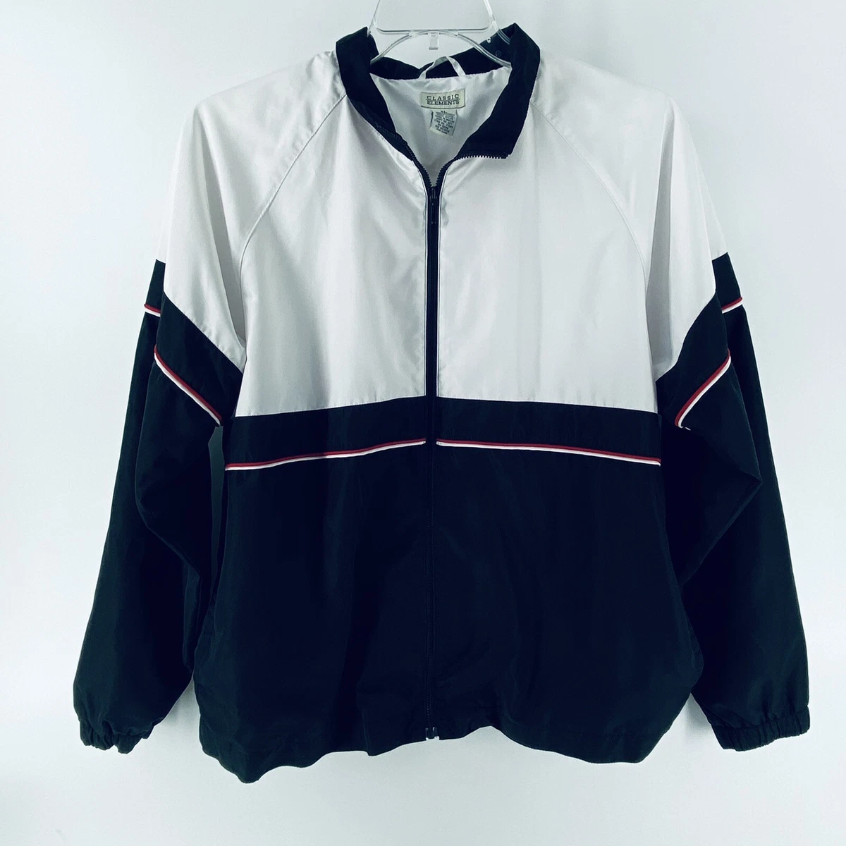 Classic Elements Women s XL Striped Track Jacket Black Red White No. 37269