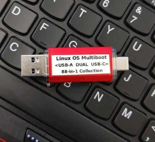 Clé flash 88-en-1 Linux OS Collection 2024 multi-boot 256G double USB-A USB-C - Photo 1/18