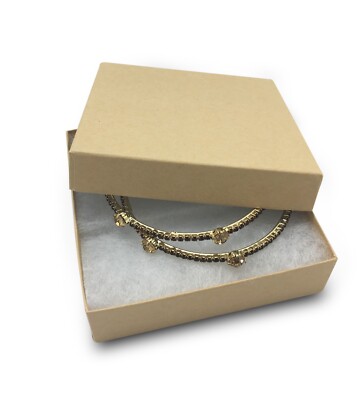 BULK 3.9x3.9x2 Cardboard #34 JEWELRY GIFT BOXES Cotton Fill Kraft Paper Shipping