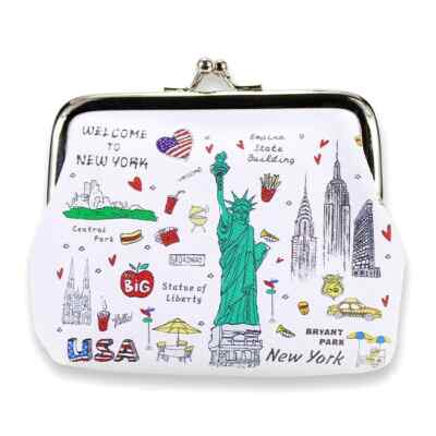 Click to expand Staple Themes ''NEW YORK'' Pebbled Leather Kiss lock Coin Purse