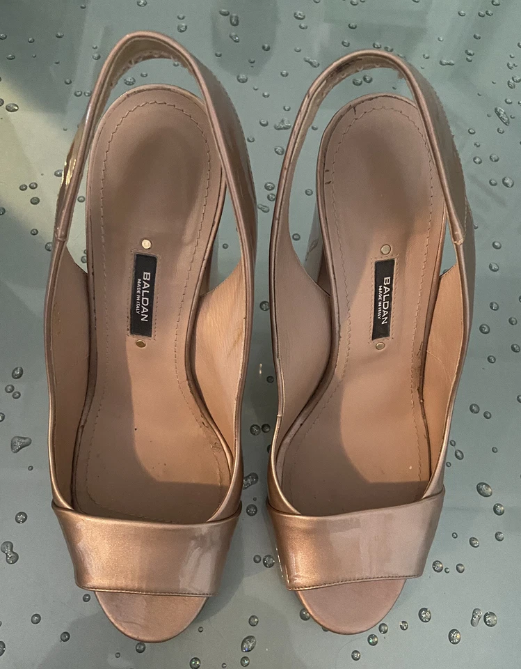 Zapatos Baldan Punta Abierta Rubor Rosa Charol Cordones Bloque Talla 37 Foto 3 de 4