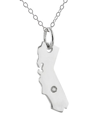 California State Bettelkette - Serling Silber mit 1 Punkt echtem Diamant CA