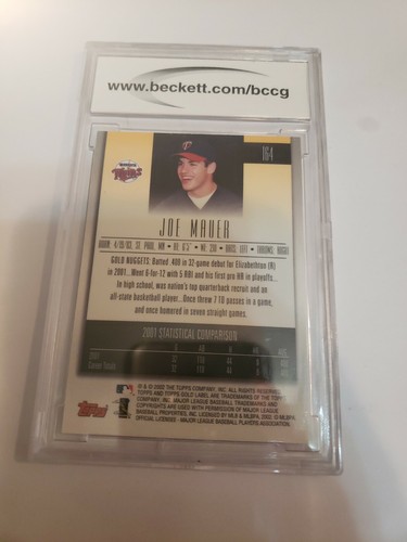 HOF Joe Mauer Rookie 2002 Topps Gold Label #164 Beckett BCCG 10 Minnesota Twins - Picture 2 of 4