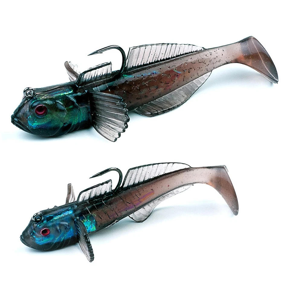 3 Gummifische Raubfisch Forellen Hecht Köder Koppe Groppe Gummifisch Kunstköder - Bild 2 von 2