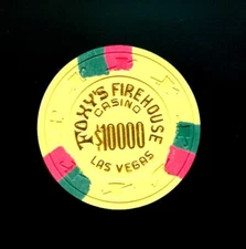 OLD VINTAGE 1995 NEVADA CASINO CHIP - $10000 - FOXY'S FIREHOUSE - LAS VEGAS NV