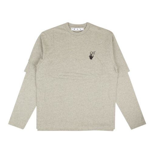 NWT OFF-WHITE C/O VIRGIL ABLOH Gray Degrade Double T-Shirt Size S $470 - Afbeelding 1 van 4