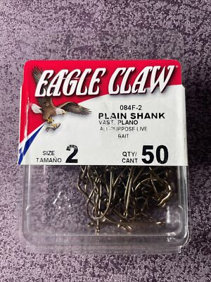 ebay eagle claw fishing hooks Eagle Claw Fishing Tackle Plain Shank Fish Hooks 084F-2 Sz 2