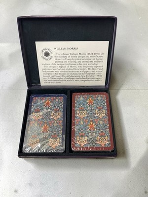 Smithsonian William Morris Playing Card Set 2 Sealed Decks Floral Leather Box