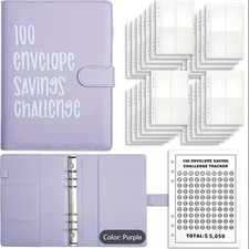 Random color- 100 Envelope Savings Challenge Book with Envelopes, Budget Planner