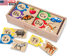 Melissa Doug Self-Correcting Alphabet Wooden Puzzles with Storage Box 52 Pcs