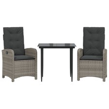 Patio Dining Set with Cushions Outdoor Garden Furniture Gray Poly Rattan vidaXL