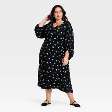Women Bishop Long Sleeve Midi A-Line Dress - Ava & Viv