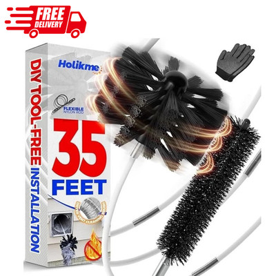Dryer Vent Cleaner Kit Lint Brush Drill Attachment Duct Cleaning Tool Snake 35FT