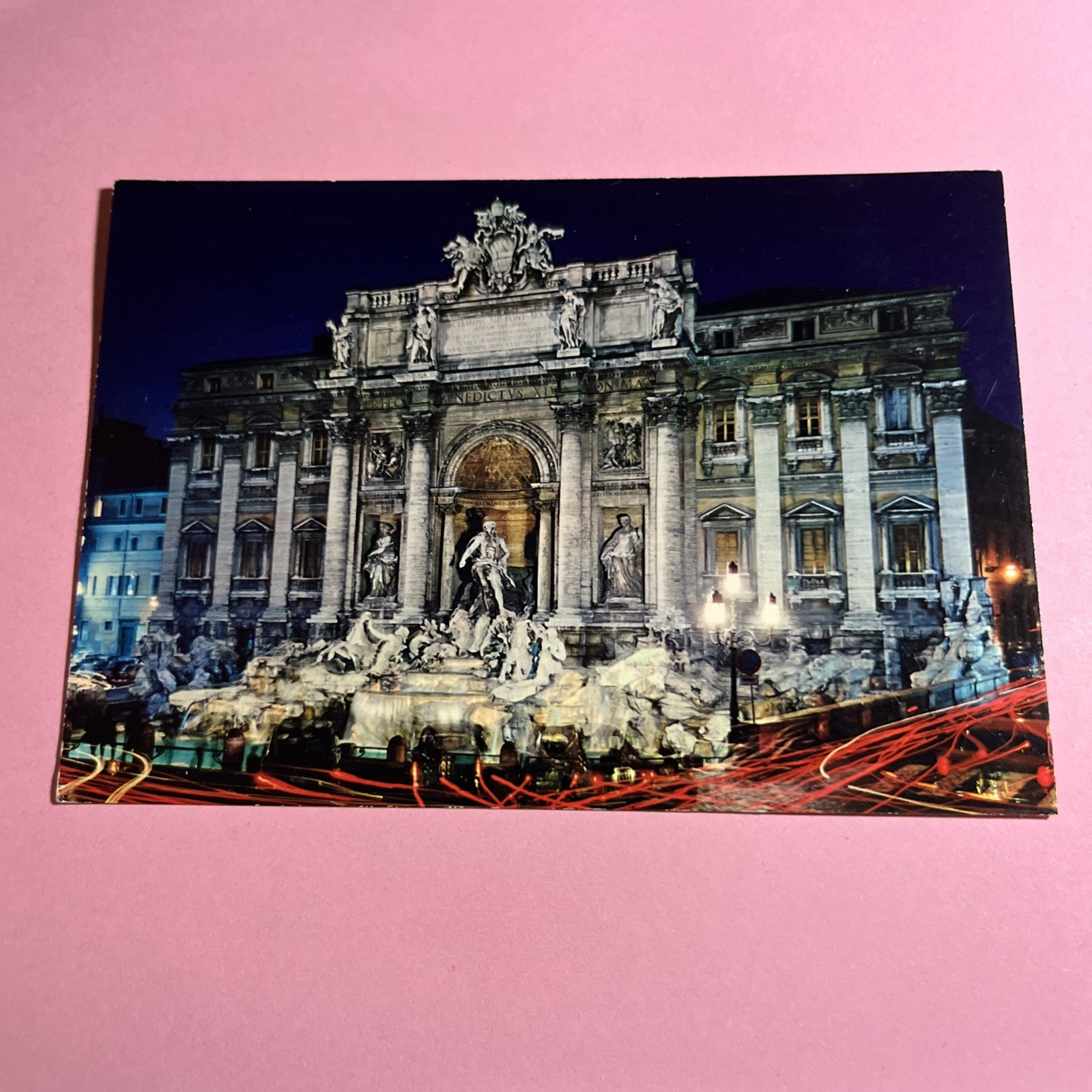 CARTOLINA A COLORI COLLEZIONE - ROMA DI NOTTE FONTANA DI TREVI - VIAGGIATA