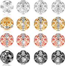 200 Pcs 8mm Rhinestone Beads for Crafting, Shiny Round Disco Beads Bulk for Jewe
