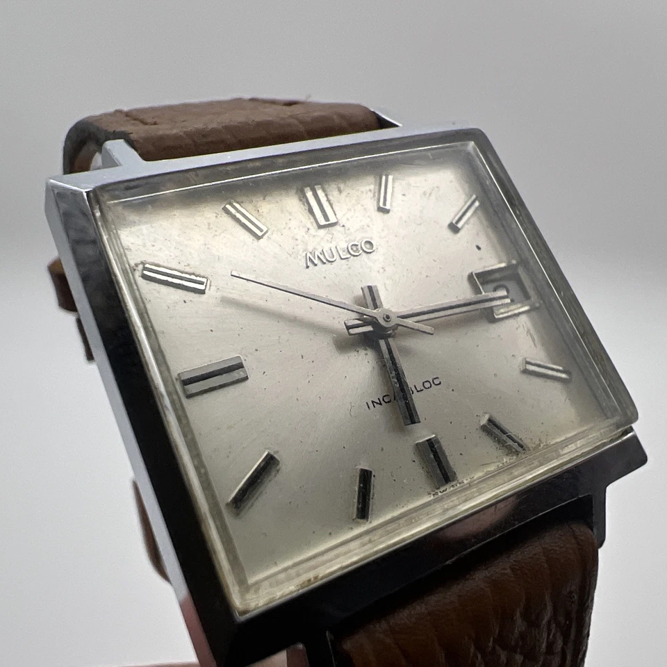 Vintage Mulco Swiss Men’s Watch – Not Running – Brown Strap – Great Condition - Image 2 of 4