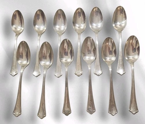 Wallace & Sons Concord Sterling Silver Tea Spoons (12) 325 Grams Monogramed I