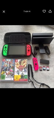 Nintendo Switch Konsole mit Joy-Cons, Dock, Case, 5 Spiele & Speicherkarte 128gb