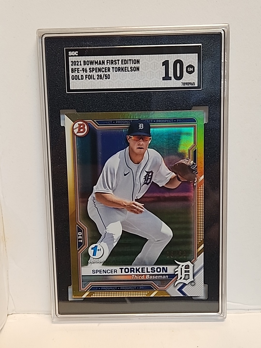 2021 Bowman 1st Edition #BFE-96 Spencer Torkelson Gold Foil /50. SGC 10