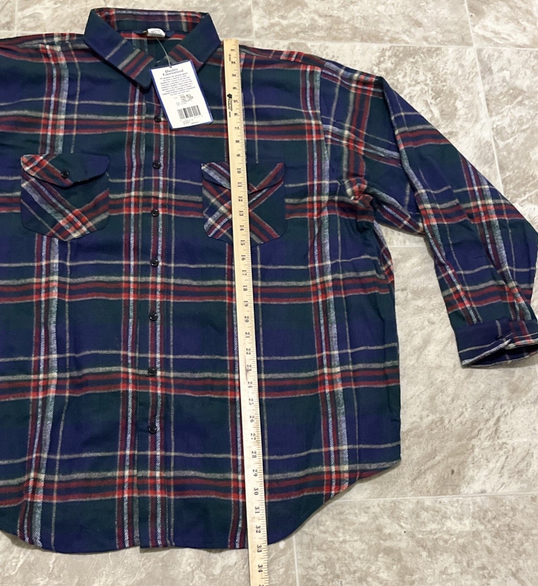 Vtg OshKosh B'Gosh XXXLB Plaid Flannel Button Up Cotton Shirt