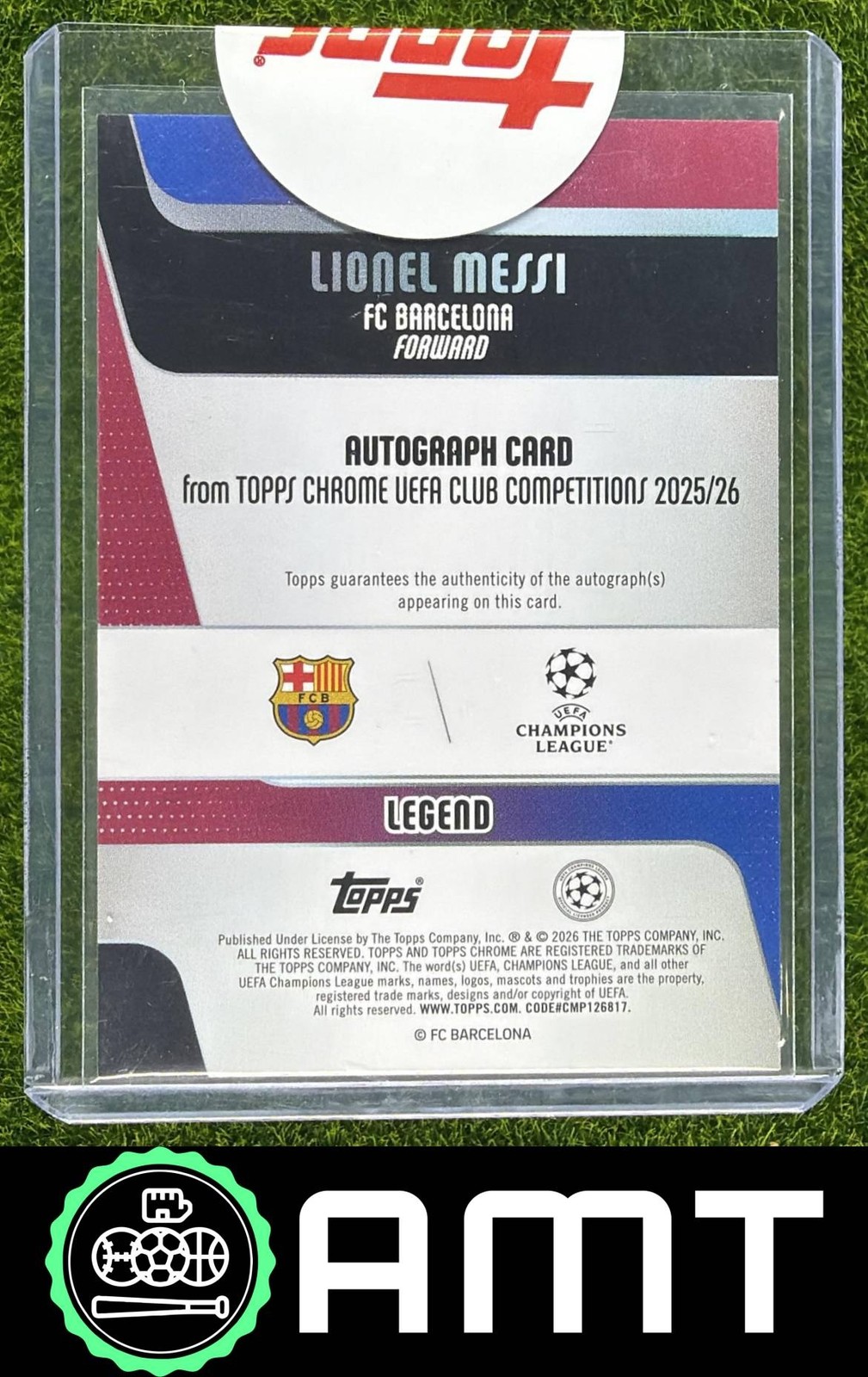 Lionel Messi 2025-26 Topps Chrome UEFA 9/25 Legends Auto Orange Lava Refractor view 2