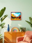 Original Modern Landscape Art 8x10 Desert Cacti Badlands Acrylic Painting Canvas — photo 4