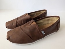 TOMS Brown Leather Alpargata Slip-On Shoes Men's UK 10 EU 44 Great Con