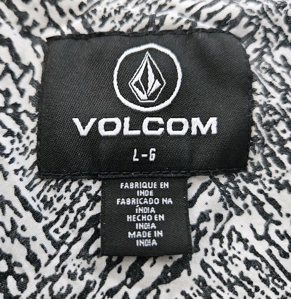 Volcom Mens Shirt Large Regular Fit Short Sleeve Button Up Collared Zebra - Image 3 of 4