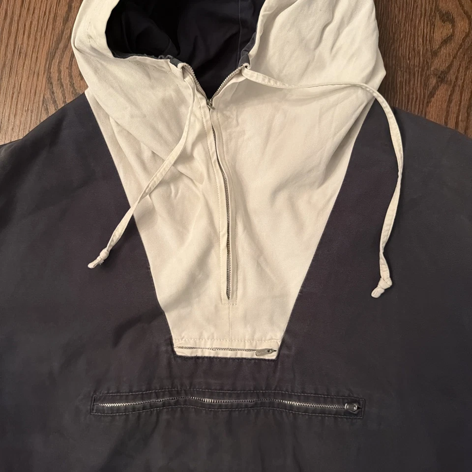 Vintage J Crew Oarsman Anorak Jacket Mens Medium Popover Hooded 90s RARE Green - Image 2 of 4