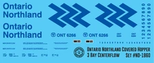 N Scale - Ontario Northland 3 Bay Centerflow Covered Hopper Decals