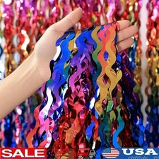 Rainbow Fringe Backdrop Tinsel Curtain Party Decorations 3 Pack Photo Booth New