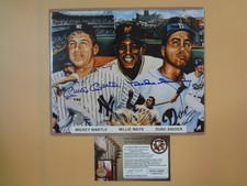 MICKEY MANTLE, WILLIE MAYS, DUKE SNIDER AUTOGRAPH PHOTO 8X10 COA