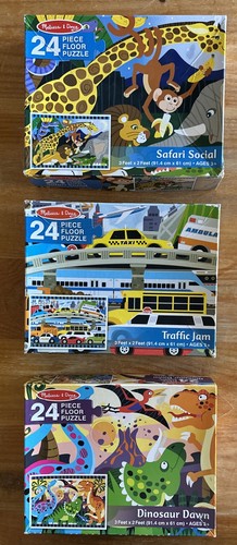 Melissa & Doug Floor Puzzle Lot. Safari Social, Traffic Jam & Dinosaur Dawn