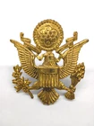 WW2 US Army Air Force Officer Gold Eagle Insignia Hat Badge Military Screw Back