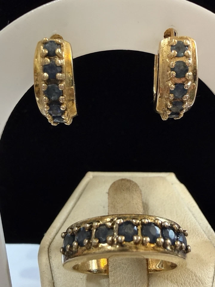 Juego de collar/pendientes Ross Simons oro/plata de ley 925 zafiro Foto 3 de 4