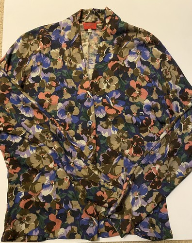 Kenzo, 90s KENZO Vintage Floral Cardigan Sweater Flower Top Women Sz 40
