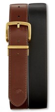 NWT Polo Ralph Lauren Brass Buckle Reversible BLACK and BROWN Leather Belt