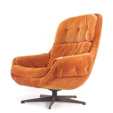 Retro Vintage Danish Swivel Base Lounge Egg Chair Armchair 50s 60s 70s Velour