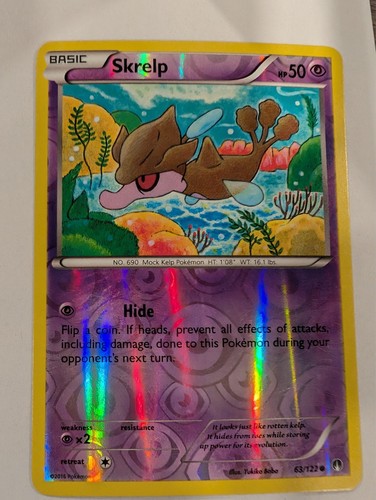 Skrelp 63/122 - XY BREAKPoint Pokemon Reverse Holo Foil Nice!