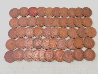 Rollo de 50 monedas centavos cabeza india 1880 1909 buenas o mejores
